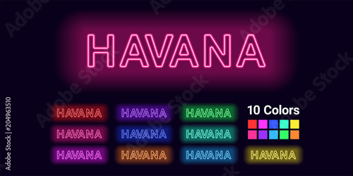 Neon name of Havana city