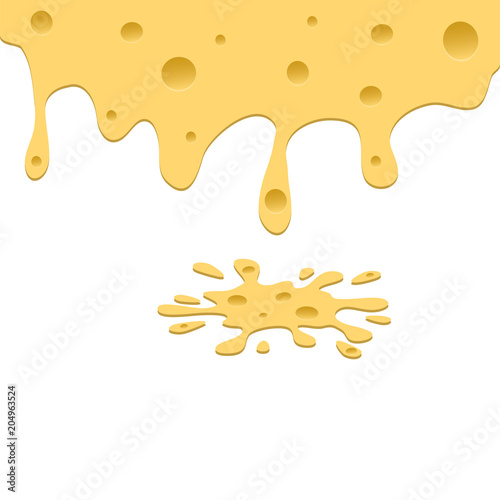 A dripping cheese on a white background. Vector illustration