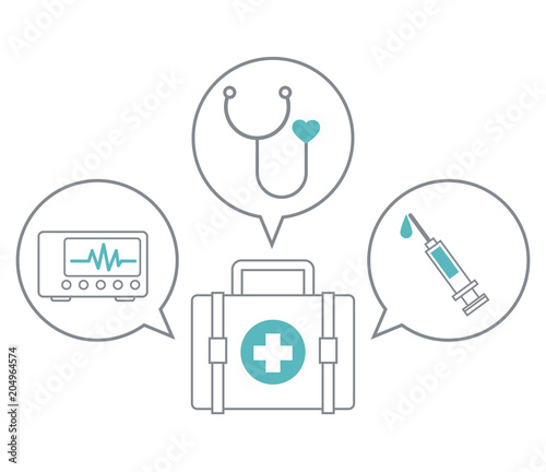 Medical symbols and supplies vector illustration graphic design