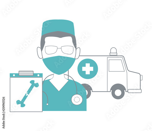 Doctor avatar with medical equipment vector illustration graphic design