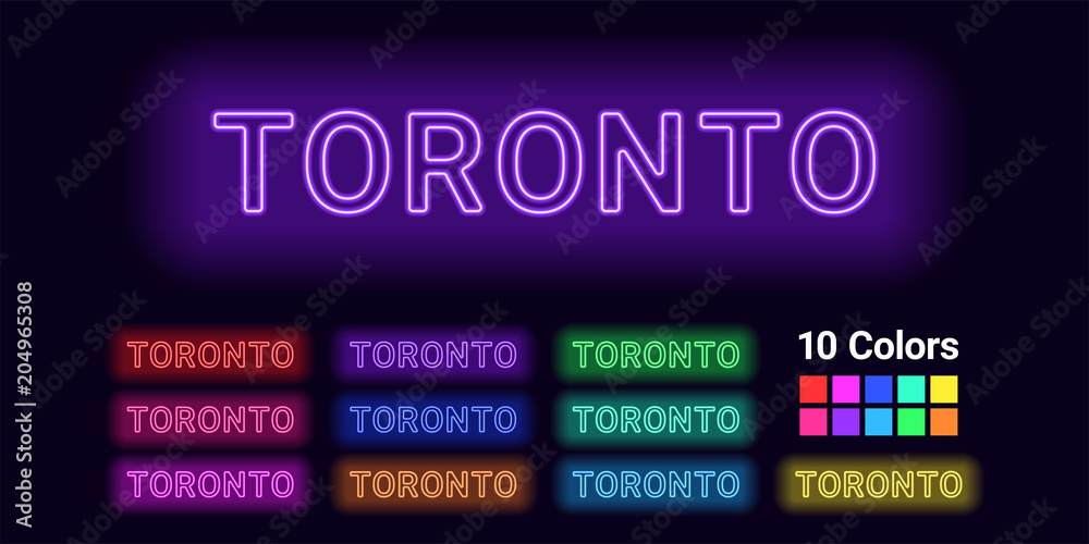 Neon name of Toronto city Neon name of Toronto city