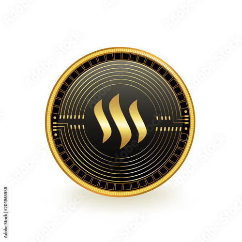 Steem Cryptocurrency Black Coin Isolated