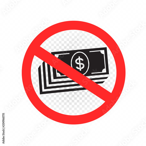 no cash sign symbol icon