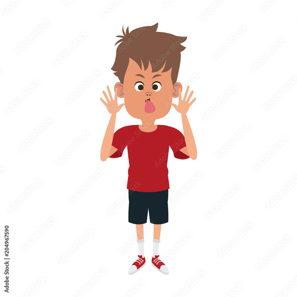 Fototapeta premium Boy sticking out his tongue vector illustration graphic design