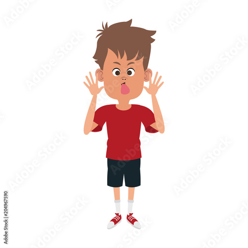 Boy sticking out his tongue vector illustration graphic design
