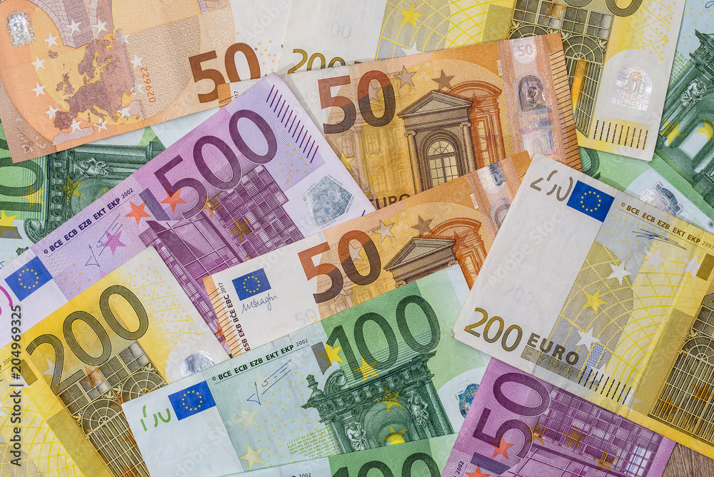 50 100 200 500 euro bannotes as background 50 100 200 500 euro bannotes as background
