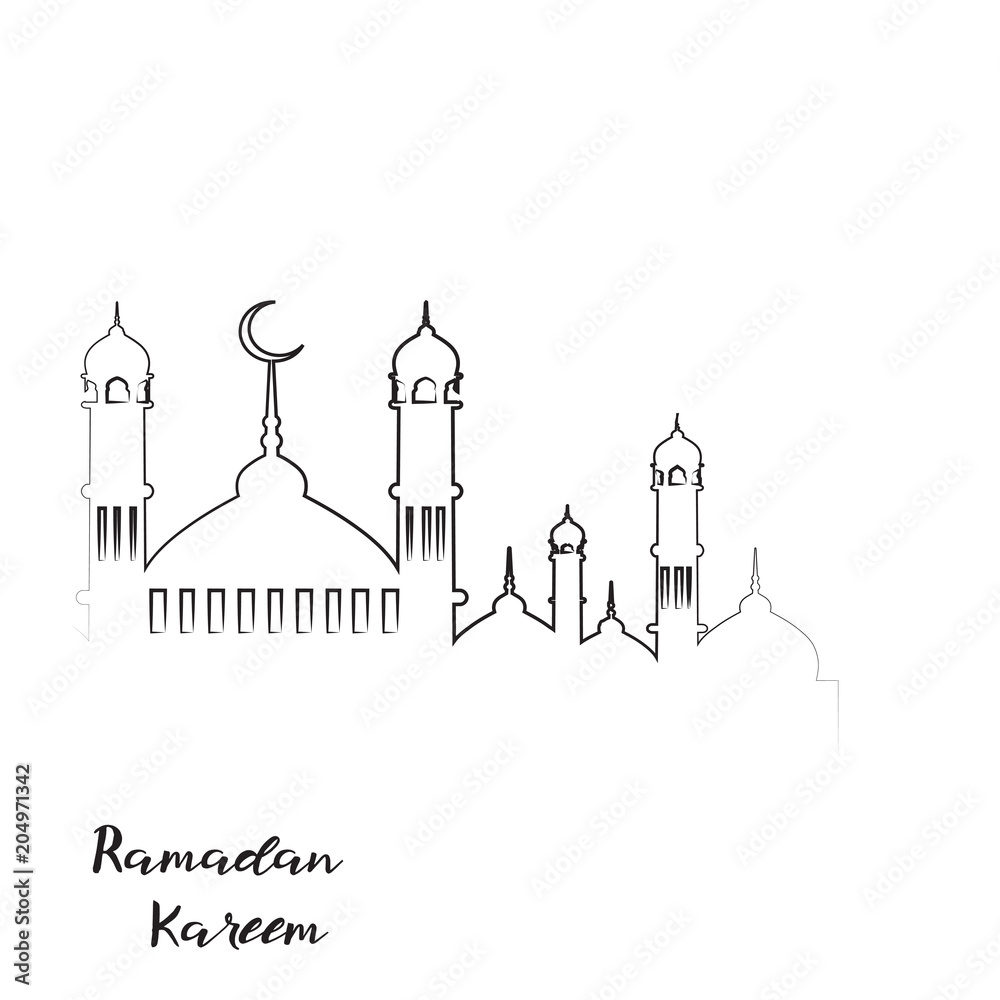 Fototapeta premium Ramadan Kareem greeting card with Islamic ornaments. Vector