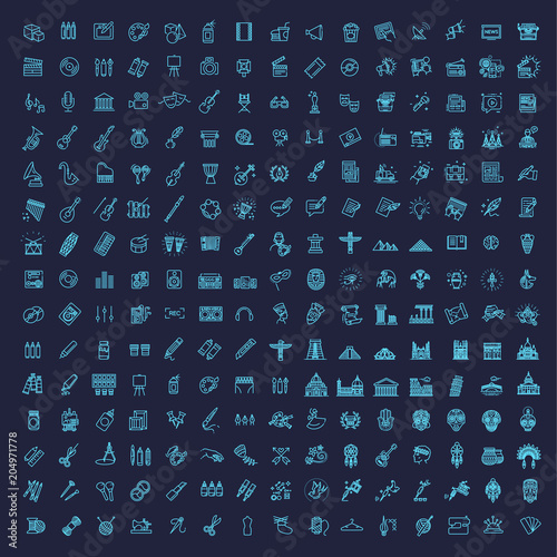 Line Arts Icons set. 225 linear icons