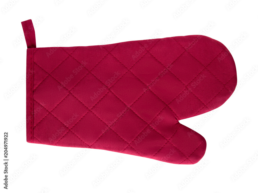 red, burgundy potholder, oven-glove isolated on white background red, burgundy potholder, oven-glove isolated on white background