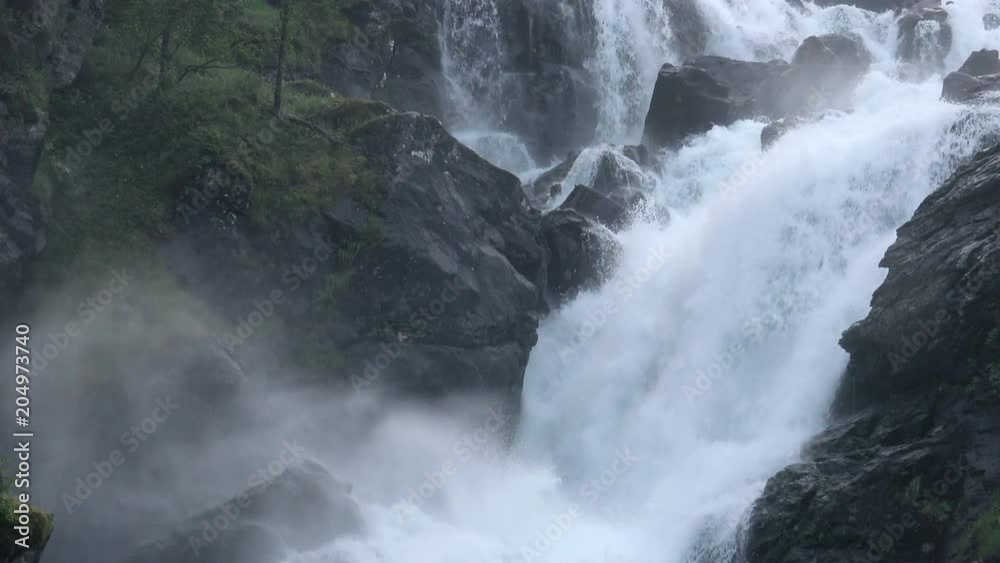 Beautiful Norway Waterfall Landscape. 4K Ultra HD Beautiful Norway Waterfall Landscape. 4K Ultra HD