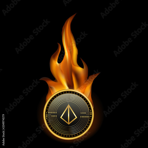 Loopring Cryptocurrency Coin On Fire Background