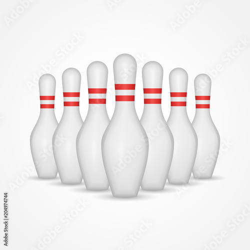 Group of bowling pins isolated on white background. Vector illustration.