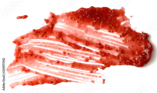 Raspberry jam spread isolated over white background