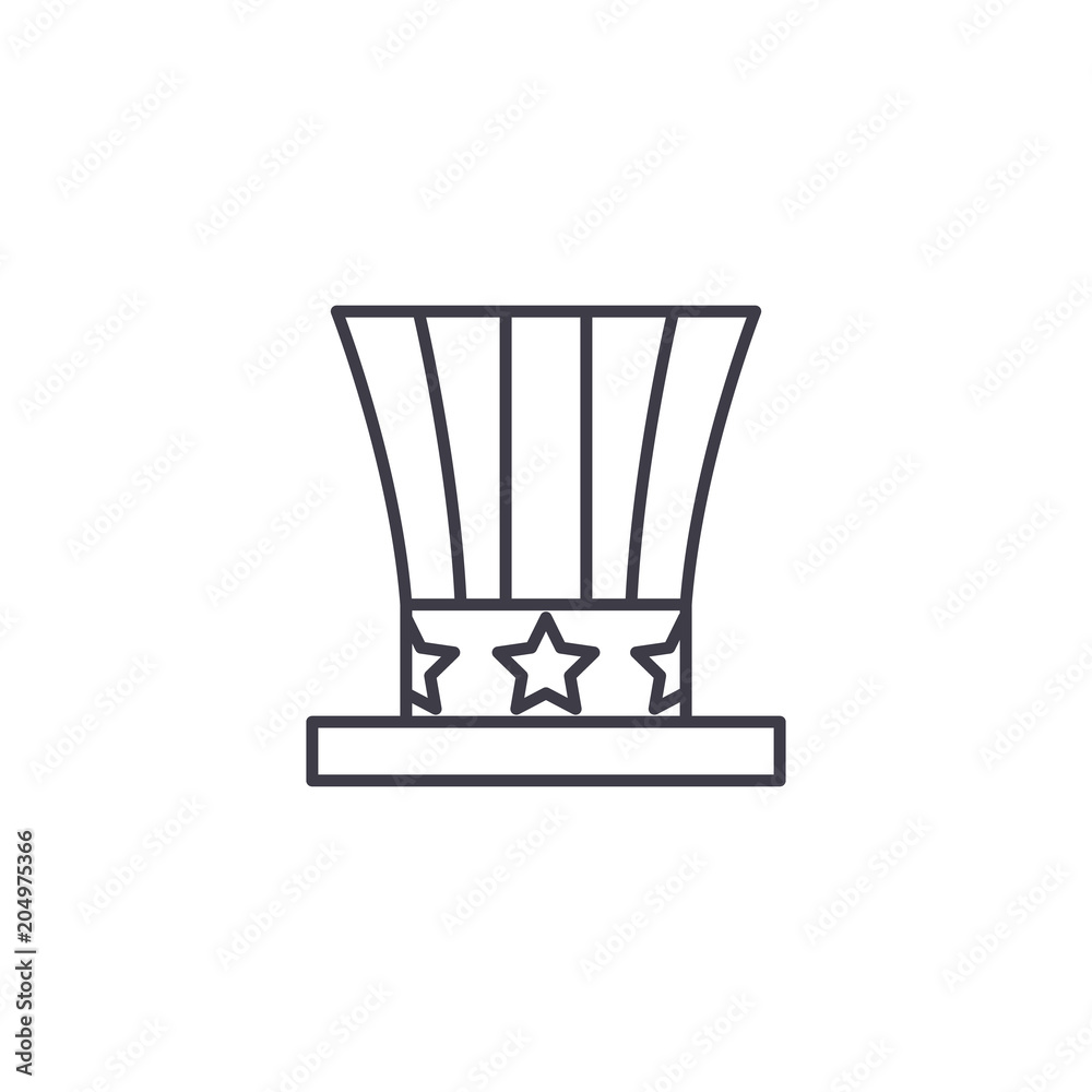 American Hat linear icon concept. American Hat line vector sign, symbol, illustration. American Hat linear icon concept. American Hat line vector sign, symbol, illustration.