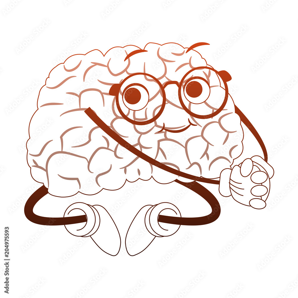 Fototapeta premium Funny brain cartoon vector illustration graphic design