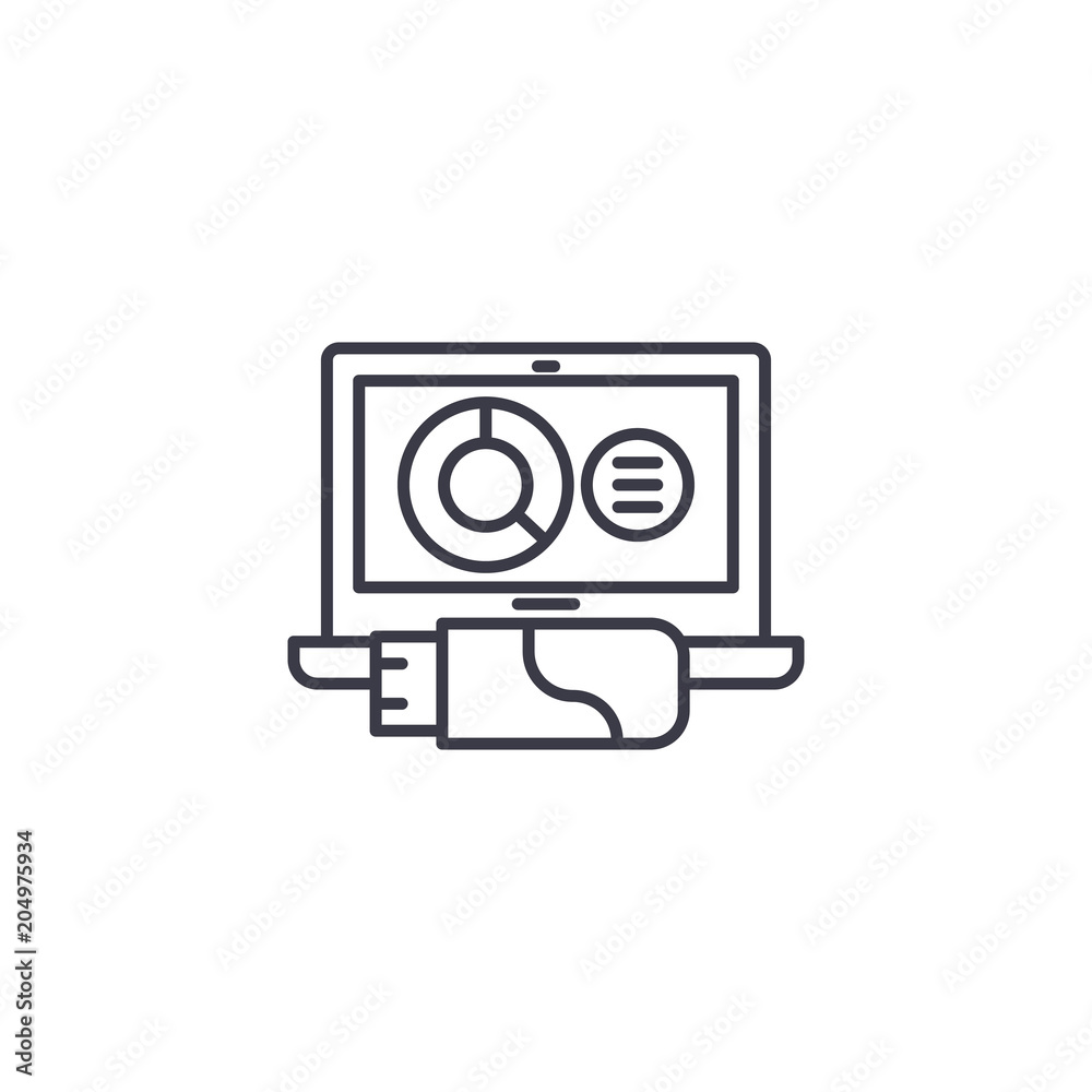 Analytical data archive linear icon concept. Analytical data archive line vector sign, symbol, illustration. Analytical data archive linear icon concept. Analytical data archive line vector sign, symbol, illustration.