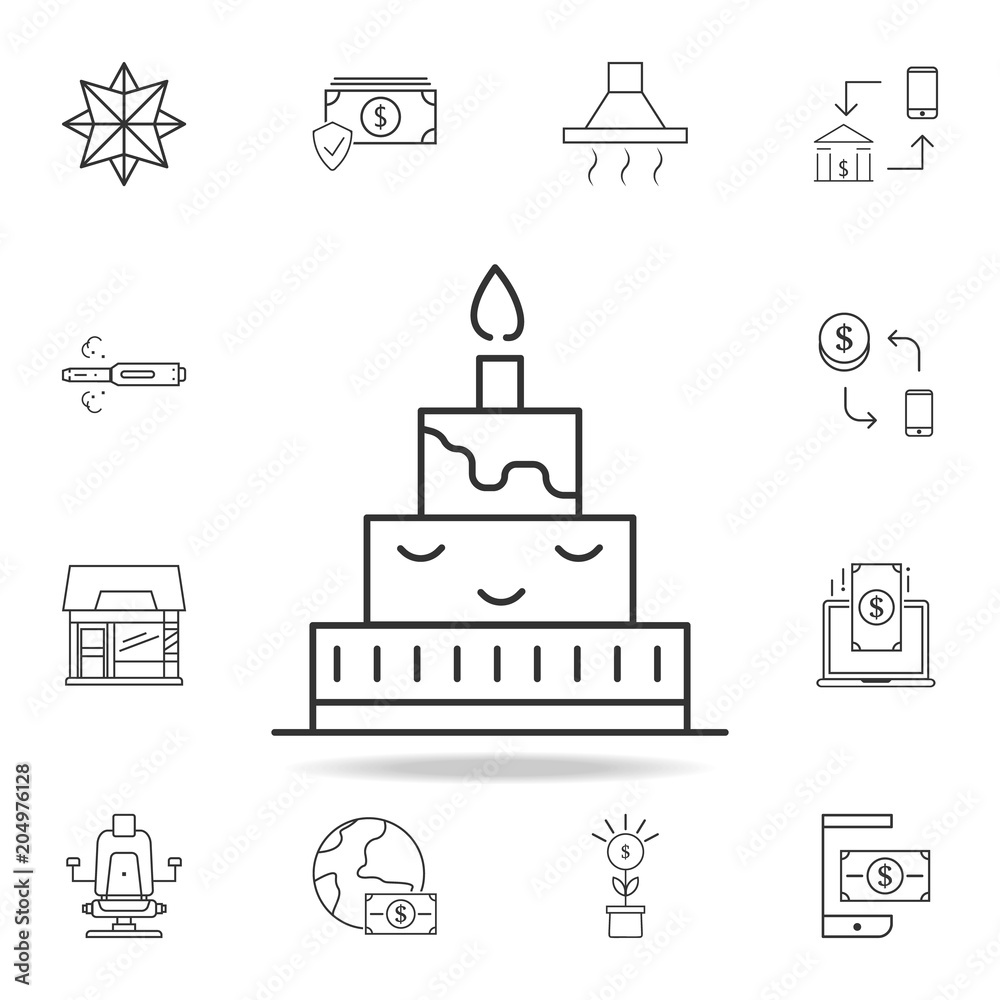 cake with a candle icon. Detailed set of web icons and signs. Premium graphic design. One of the collection icons for websites, web design, mobile app cake with a candle icon. Detailed set of web icons and signs. Premium graphic design. One of the collection icons for websites, web design, mobile app