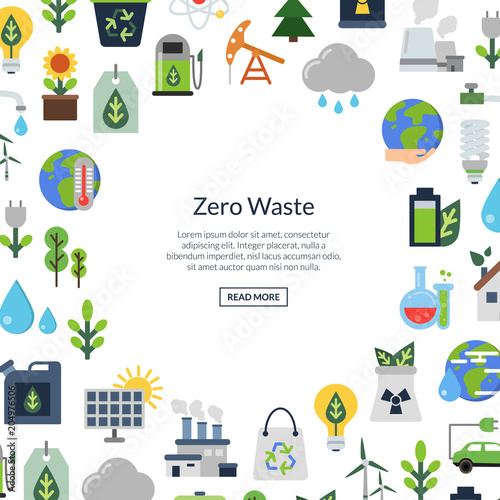 Vector background with place for text and with ecology flat icons