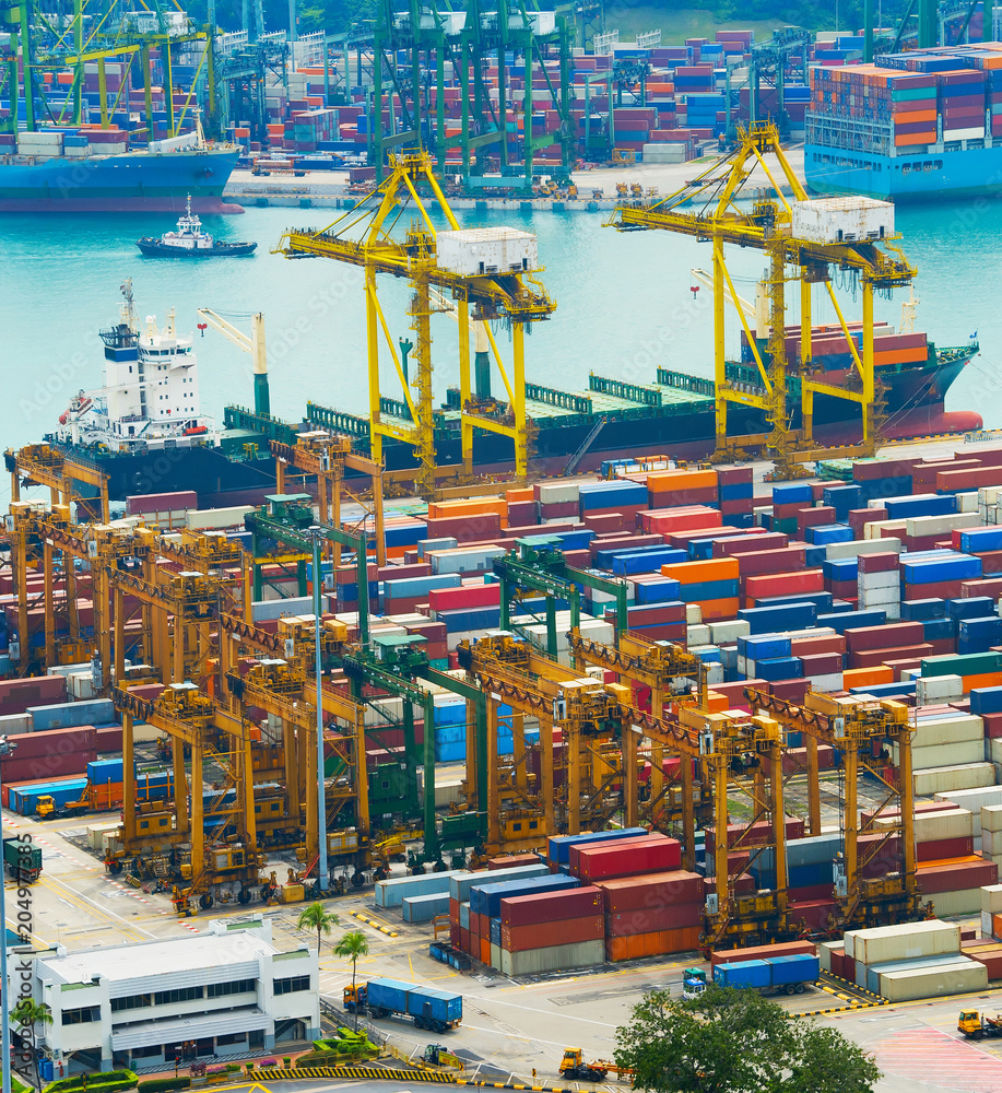 Loading ship. Singapore industrial port
