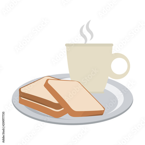 Bread and coffee breakfast vector illustration graphic design