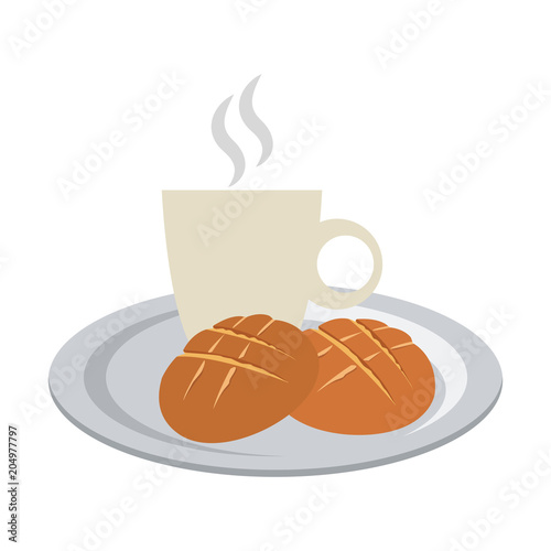 Bread and coffee breakfast vector illustration graphic design