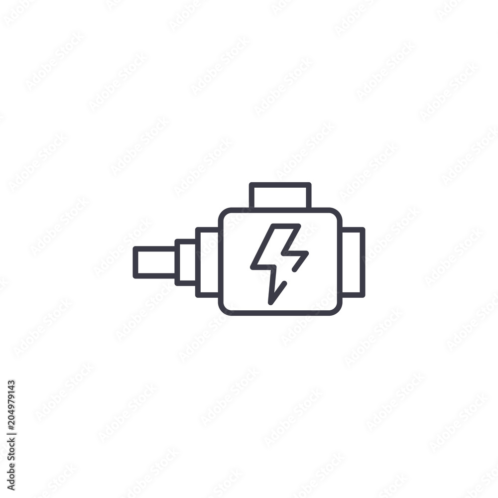 Automotive alternator linear icon concept. Automotive alternator line vector sign, symbol, illustration. Automotive alternator linear icon concept. Automotive alternator line vector sign, symbol, illustration.