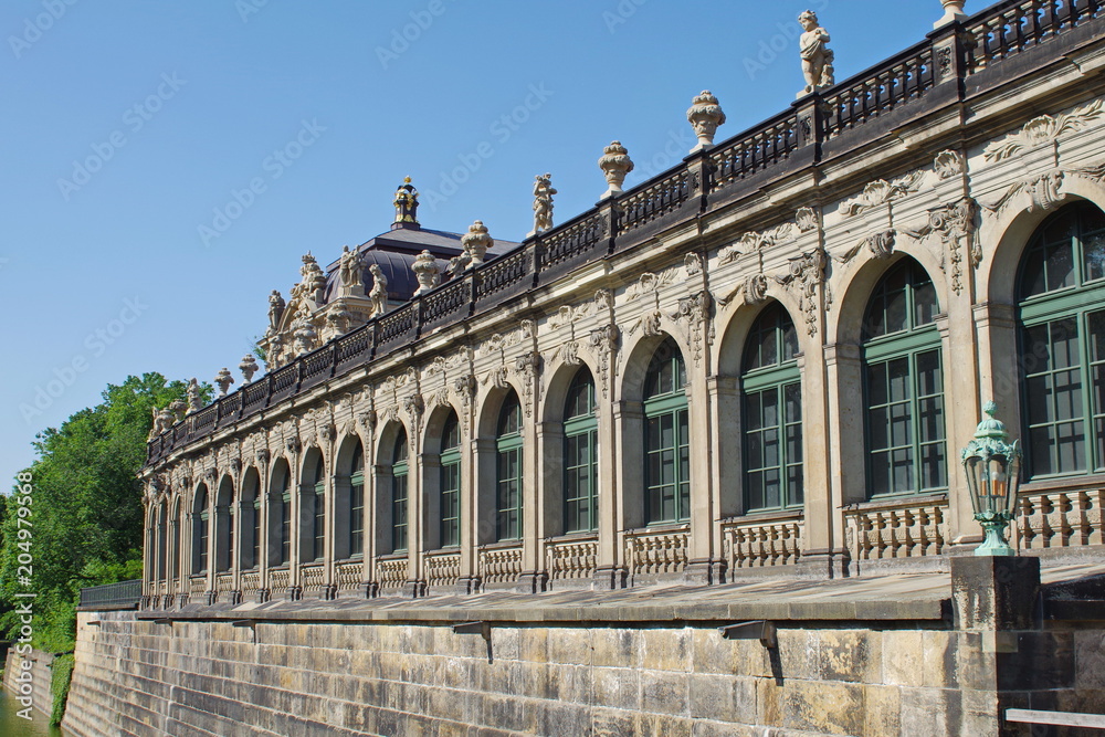 Zwinger palace in Dresden, western facade at Zwigergraben