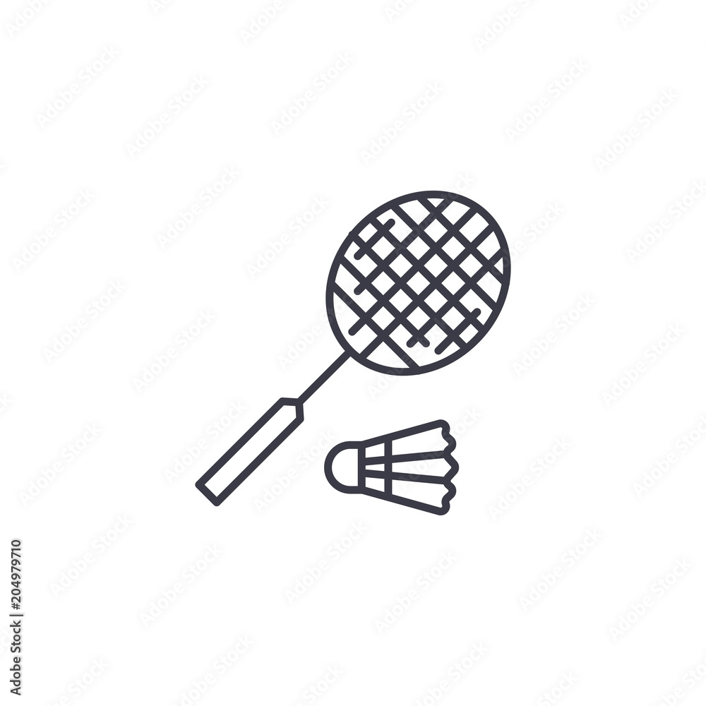 Badminton linear icon concept. Badminton line vector sign, symbol, illustration.