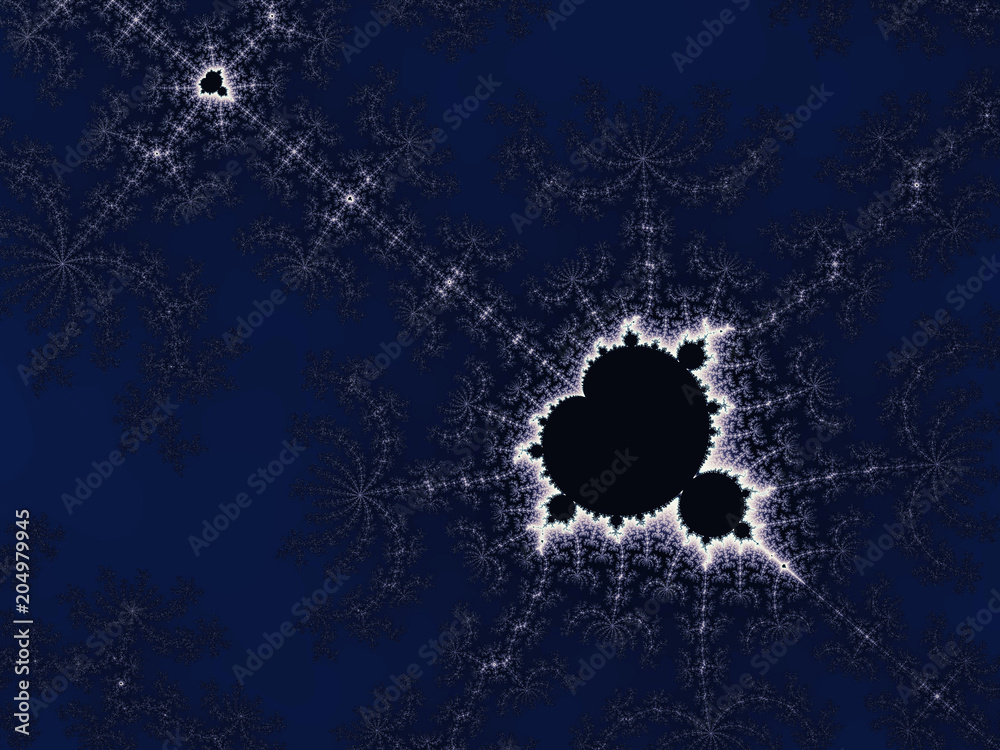 Naklejka premium Blue and black mandelbrot fractal, digital artwork for creative graphic design