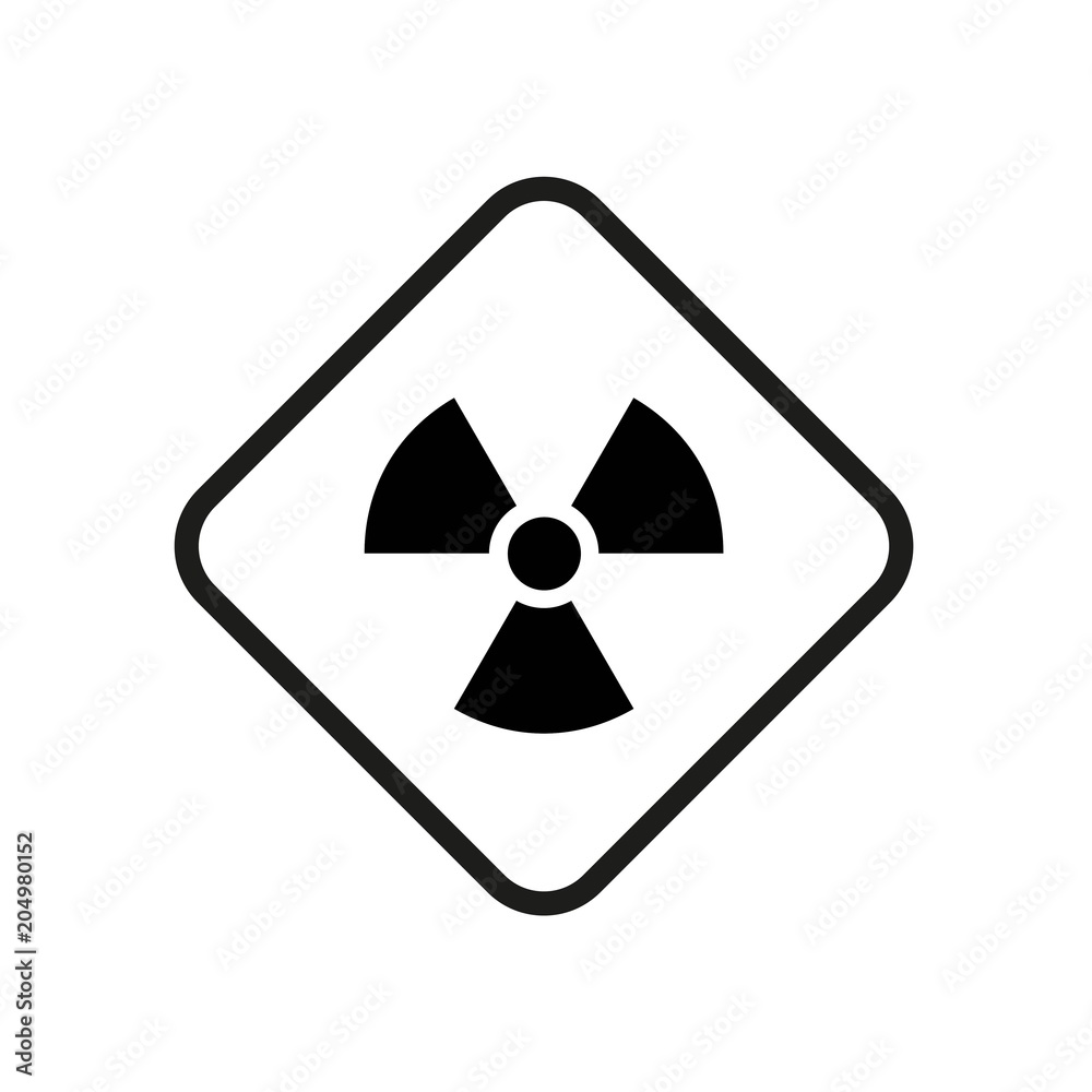 Vector illustration. Radioactive hazard. Square outline sign of radioactivity. Safe sign. Vector illustration. Radioactive hazard. Square outline sign of radioactivity. Safe sign.