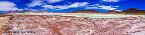 Salt lakes inside Atacama Desert at Chile in the middle of the Andes