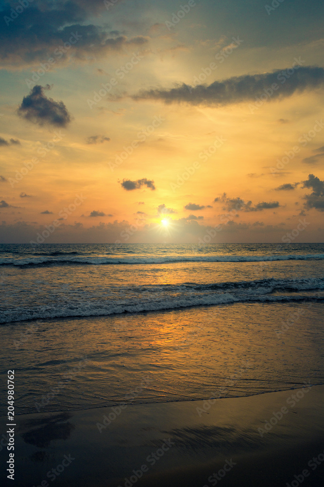 Sunset on the shores of the Indian Ocean, Bentota, Sri Lanka