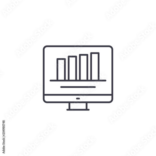 Bar chart linear icon concept. Bar chart line vector sign  symbol  illustration.