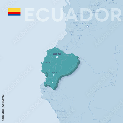 Verctor Map of cities and roads in Ecuador.