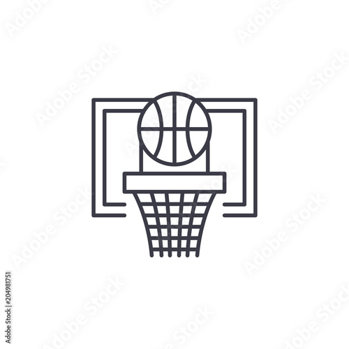 Basketball game linear icon concept. Basketball game line vector sign, symbol, illustration.