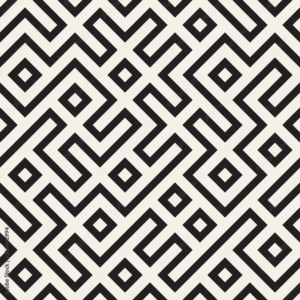 Stylish lines lattice. Ethnic monochrome texture. Abstract geometric background design. Vector seamless pattern. Stylish lines lattice. Ethnic monochrome texture. Abstract geometric background design. Vector seamless pattern.