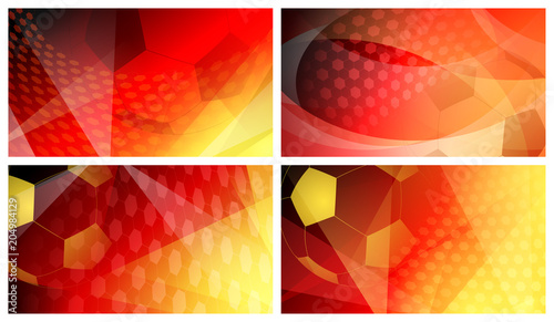 Set of four football or soccer abstract backgrounds with big ball in national colors of Germany