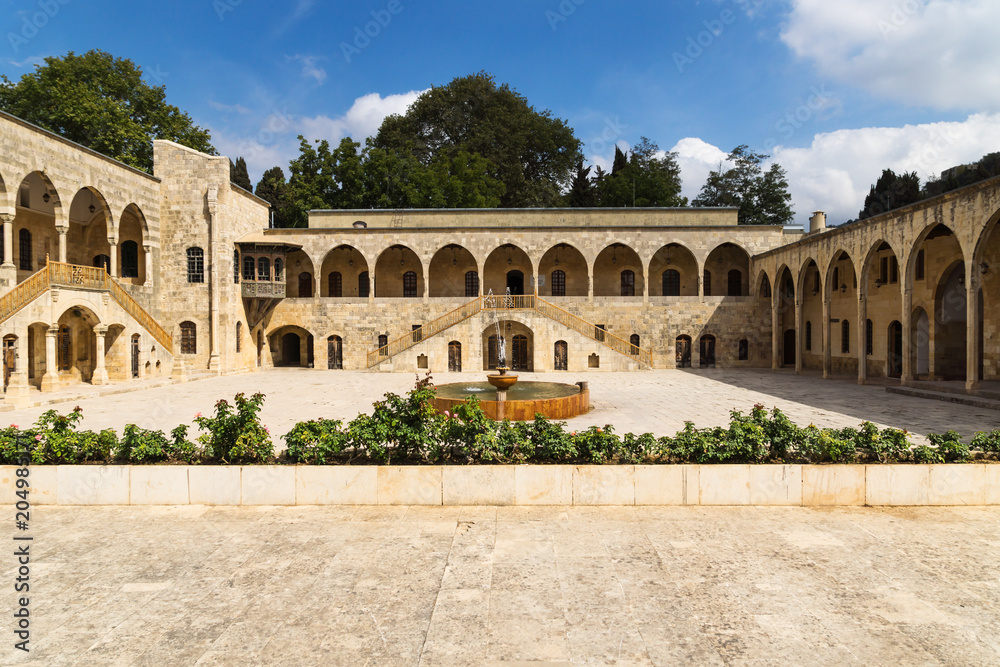 Total view of courtyard at Emir Bachir Chahabi Palace Beit ed-Dine in mount Lebanon Middle east, Lebanon