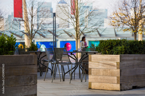 Beautiful cafe by the O2 arena in London photo