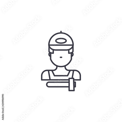 Breakdown mechanic linear icon concept. Breakdown mechanic line vector sign, symbol, illustration.