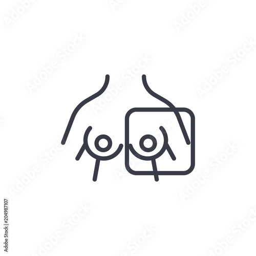 Breast radiography linear icon concept. Breast radiography line vector sign, symbol, illustration.