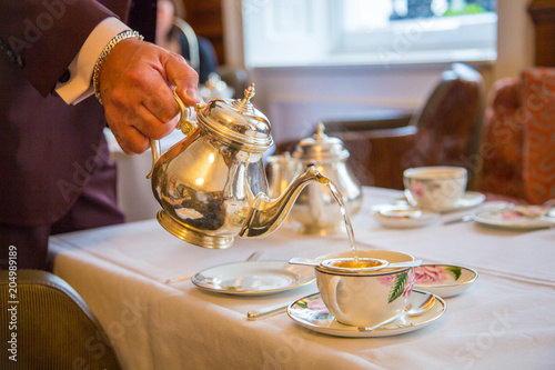 Canvas Print Afternoon tea with english breakfast in a luxury hotel