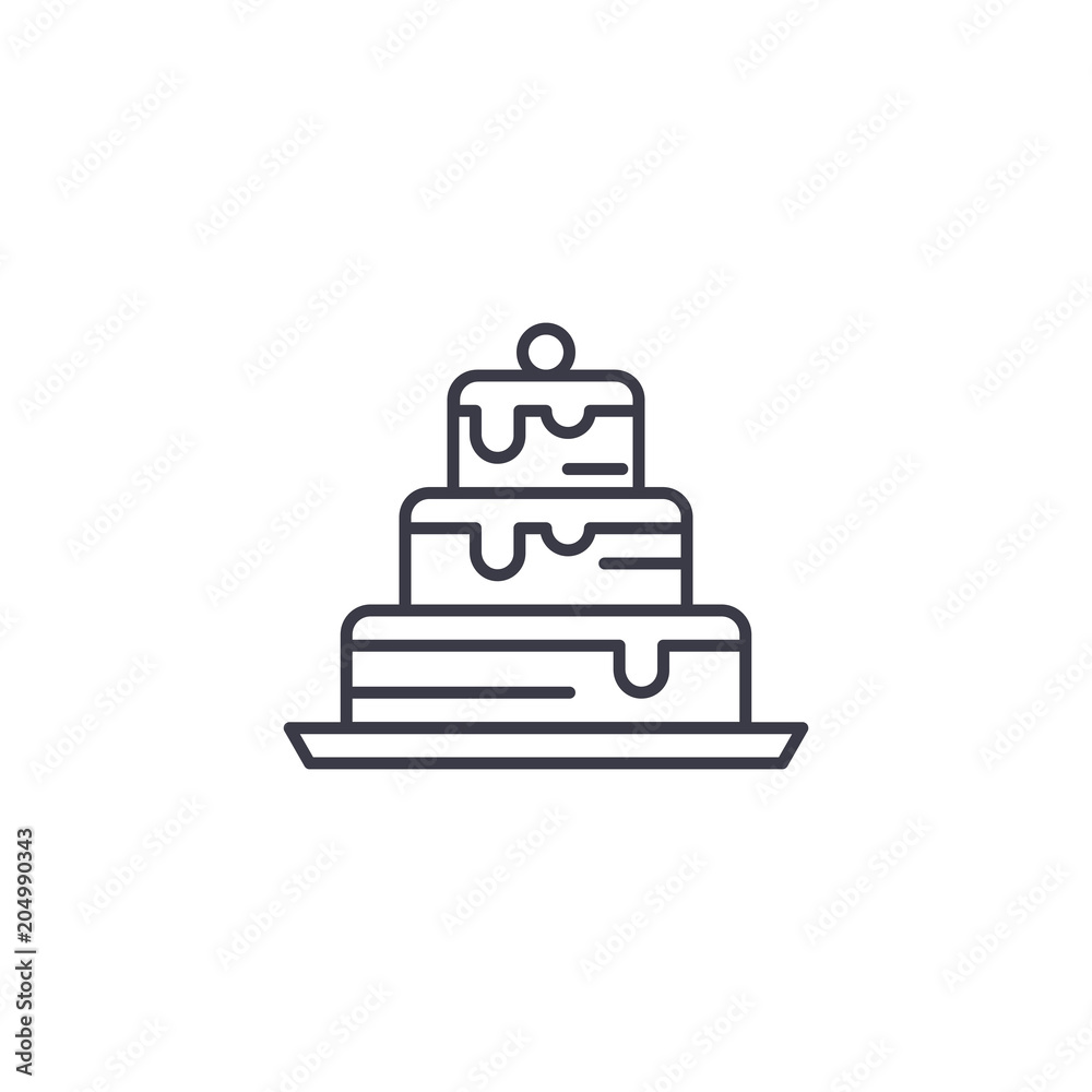 Cake linear icon concept. Cake line vector sign, symbol, illustration. Cake linear icon concept. Cake line vector sign, symbol, illustration.