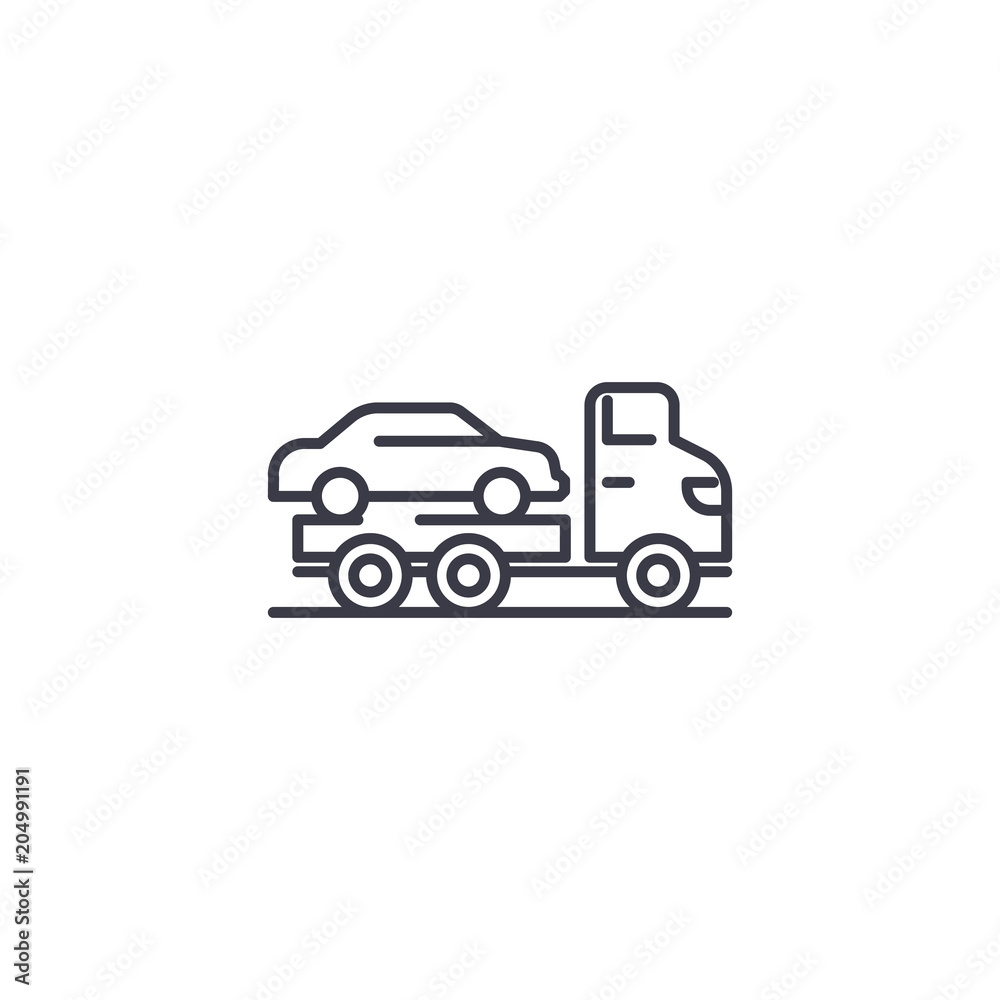 Car carrier linear icon concept. Car carrier line vector sign, symbol, illustration.