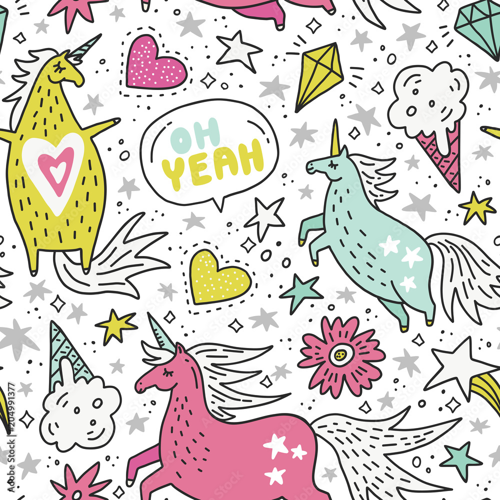Obraz premium Unicorn Seamless Pattern