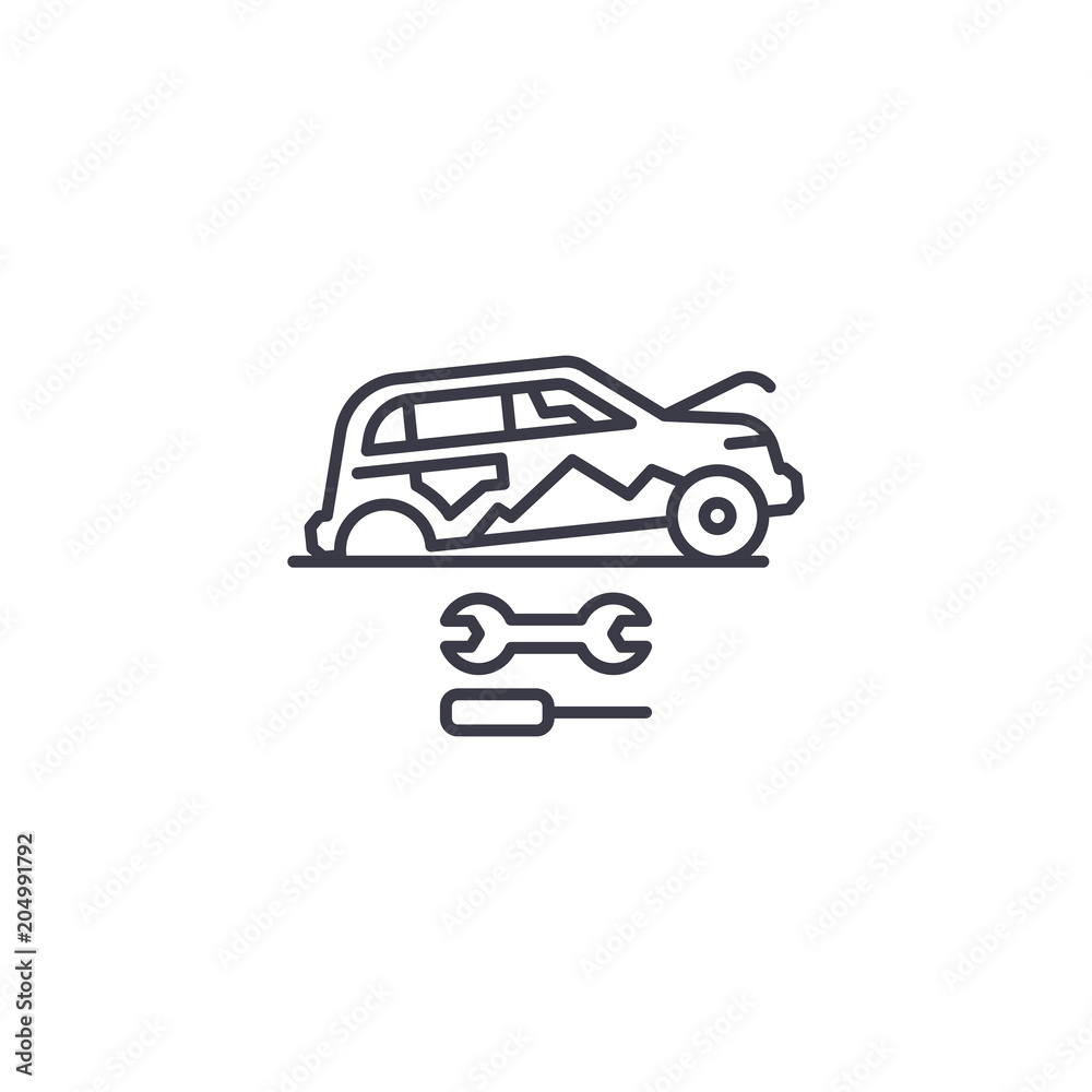 Car repair linear icon concept. Car repair line vector sign, symbol, illustration.
