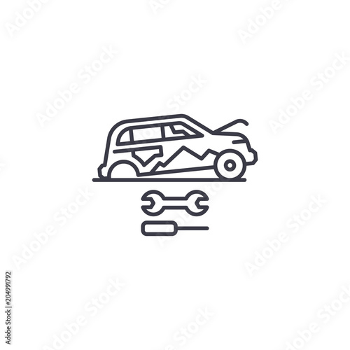 Car repair linear icon concept. Car repair line vector sign, symbol, illustration.