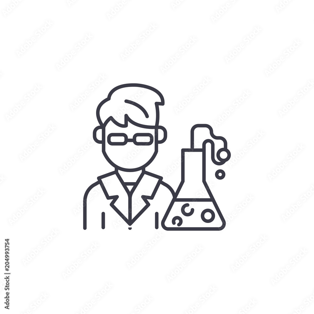 Chemist linear icon concept. Chemist line vector sign, symbol, illustration.