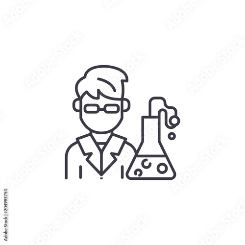 Chemist linear icon concept. Chemist line vector sign, symbol, illustration.
