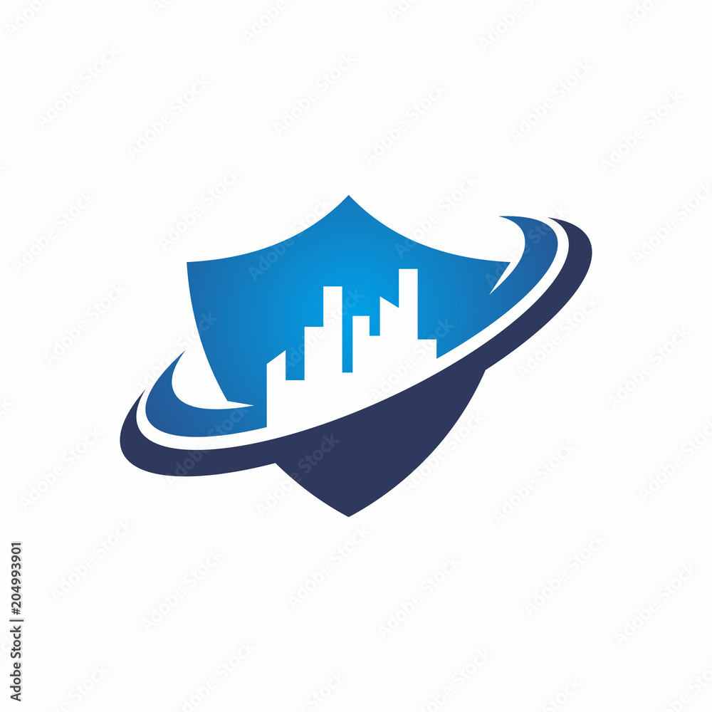 Fototapeta premium Shield City Logo Vector Element Design Template